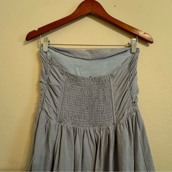 Aqua Strapless Mini Dress Linen Blend Large - Picture 6 of 13